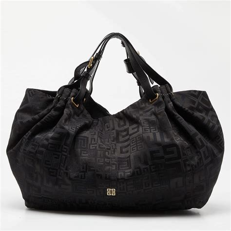 givenchy monogram canvas and leather hobo|Givenchy Black Monogram Canvas and Leather Hobo .